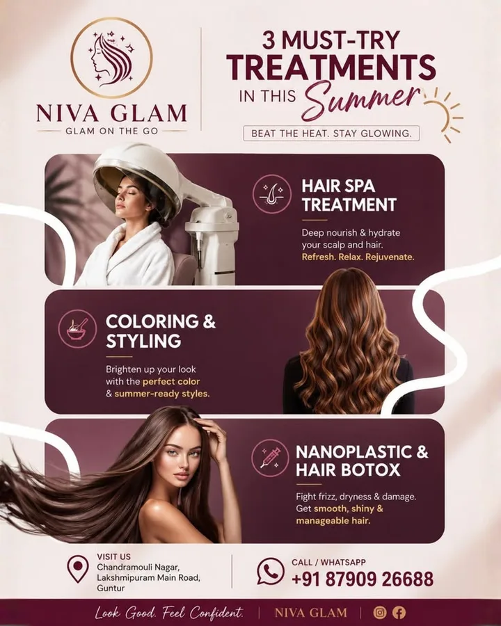 Three summer hair treatments, design reference