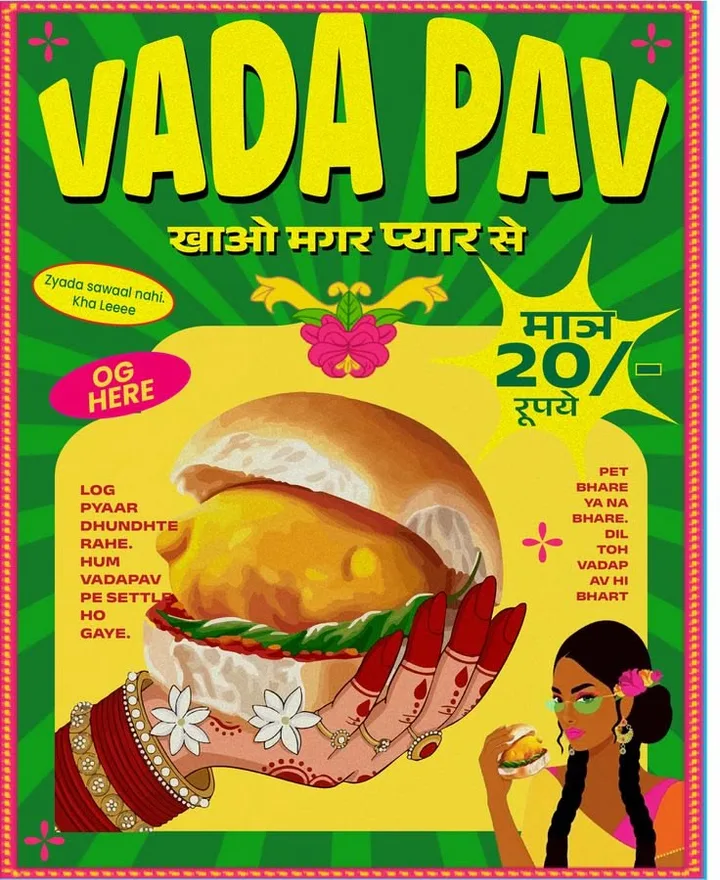 Vada pav priced at ₹20, design reference